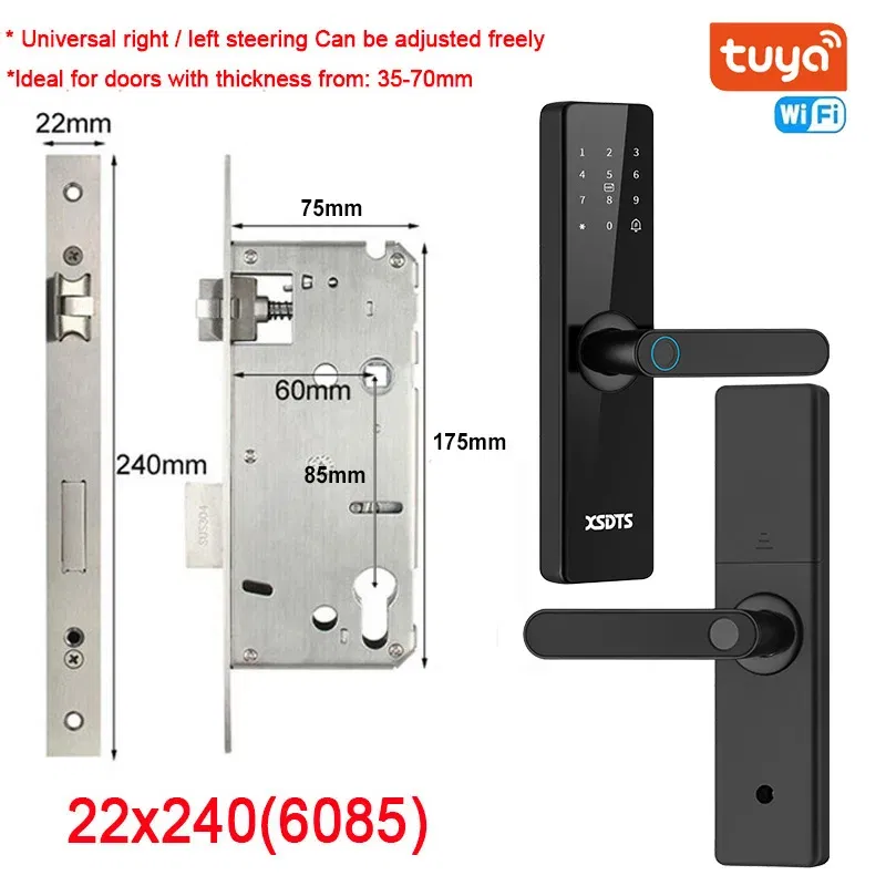 Color: Dark khaki, Ships From: CHINA - New! Tuya Wifi Electronic Smart Door Lock With Biometric Fingerprint / Smart Card / Password / Key Unlock/ USB Emergency Charge