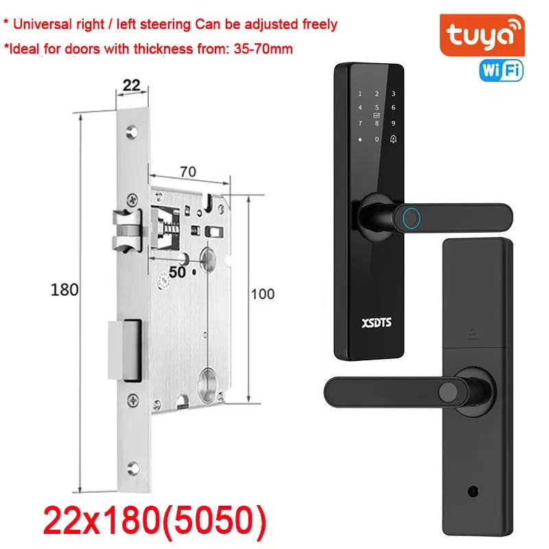 Color: Dark khaki, Ships From: CHINA - New! Tuya Wifi Electronic Smart Door Lock With Biometric Fingerprint / Smart Card / Password / Key Unlock/ USB Emergency Charge
