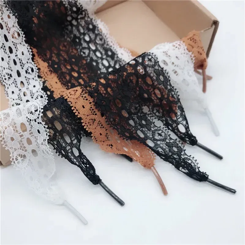 Color: WHITE, Length: 80cm, Ships From: CHINA - 1 Pair New Lace Shoelaces Women's Casual Shoes Fashion Ribbon Shoelace Outdoor Sneakers Black Shoe Laces 80CM/100CM/120CM