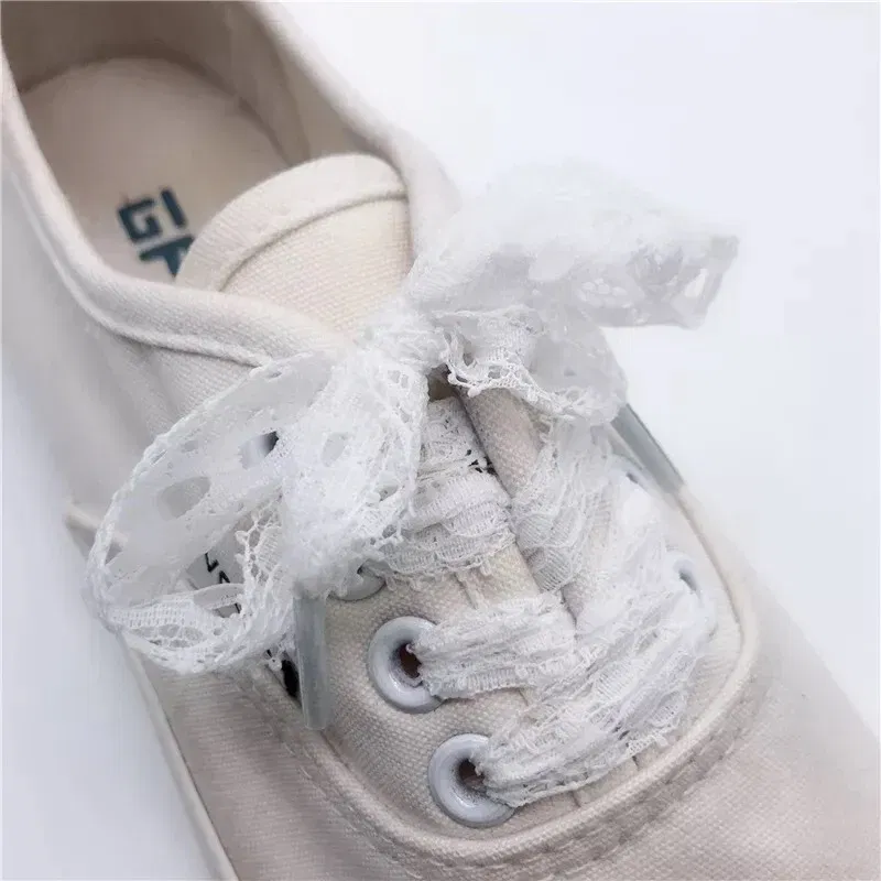 Color: WHITE, Length: 80cm, Ships From: CHINA - 1 Pair New Lace Shoelaces Women's Casual Shoes Fashion Ribbon Shoelace Outdoor Sneakers Black Shoe Laces 80CM/100CM/120CM