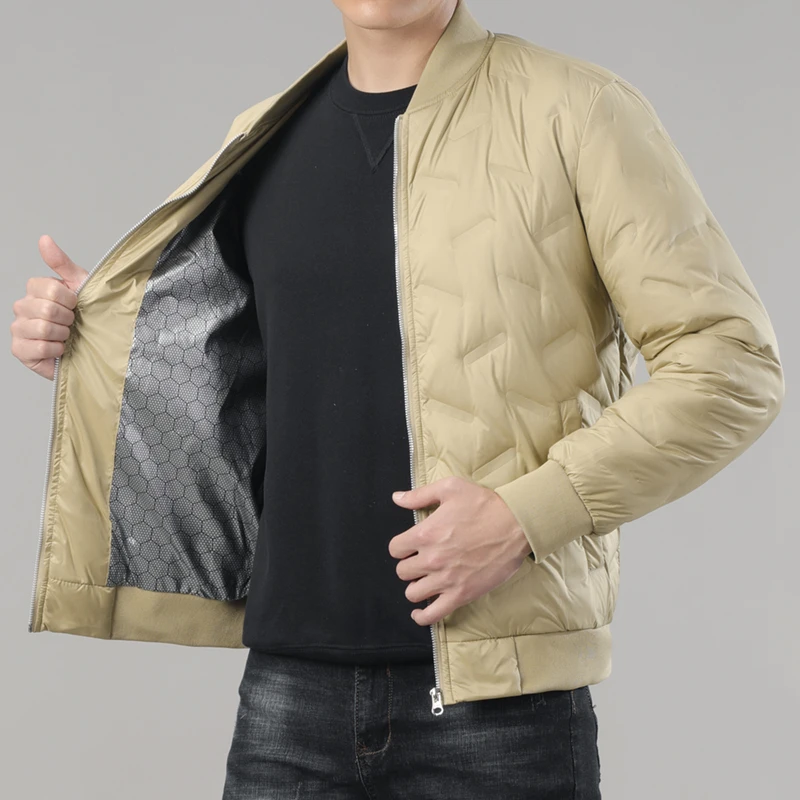 Color: black, Size: XL - Winter Men's Down Jacket Business Casual Stand Collar Windbreaker White Duck Down Padded Lightweight Puffer Coat Big Size 8XL