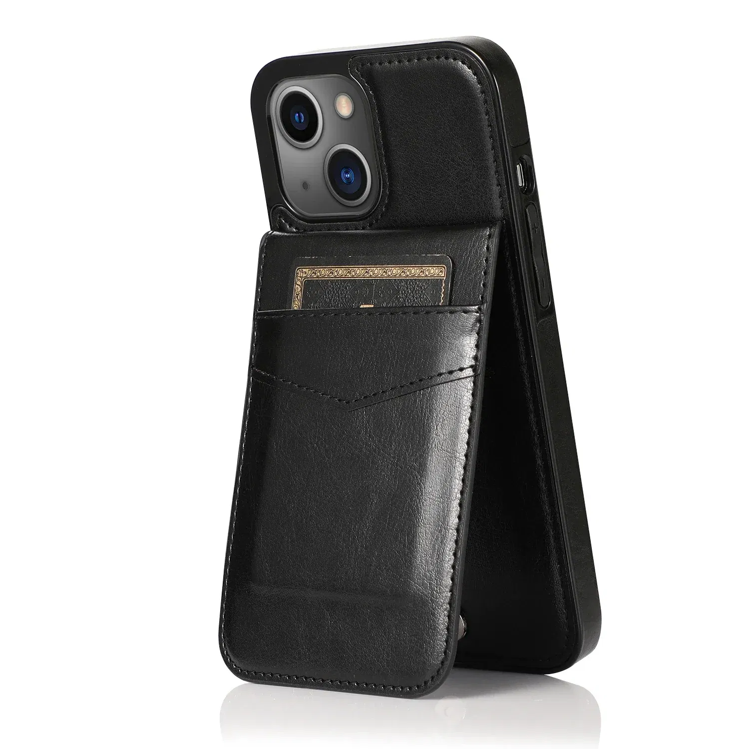 Color: Blue, Material: Carbon Fiber - Faux Leather Wallet Kickstand Phone Case for IPhone 13 12 Mini 16E 16 15 14 11 Pro Max X XR XS 7 8 Plus Case with Credit Card