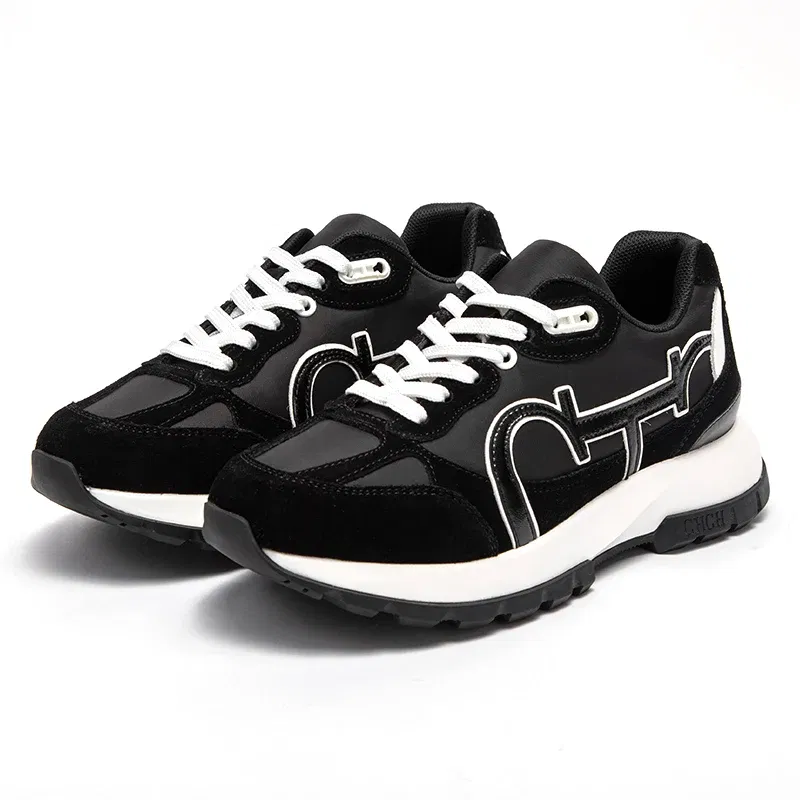 Color: black, Shoe Size: 37 - Women's Shoes Niche Design Balance Shoes Technology Versatile Splicing Ladies Shoes Fashion Classic Casual Female Sports Shoes