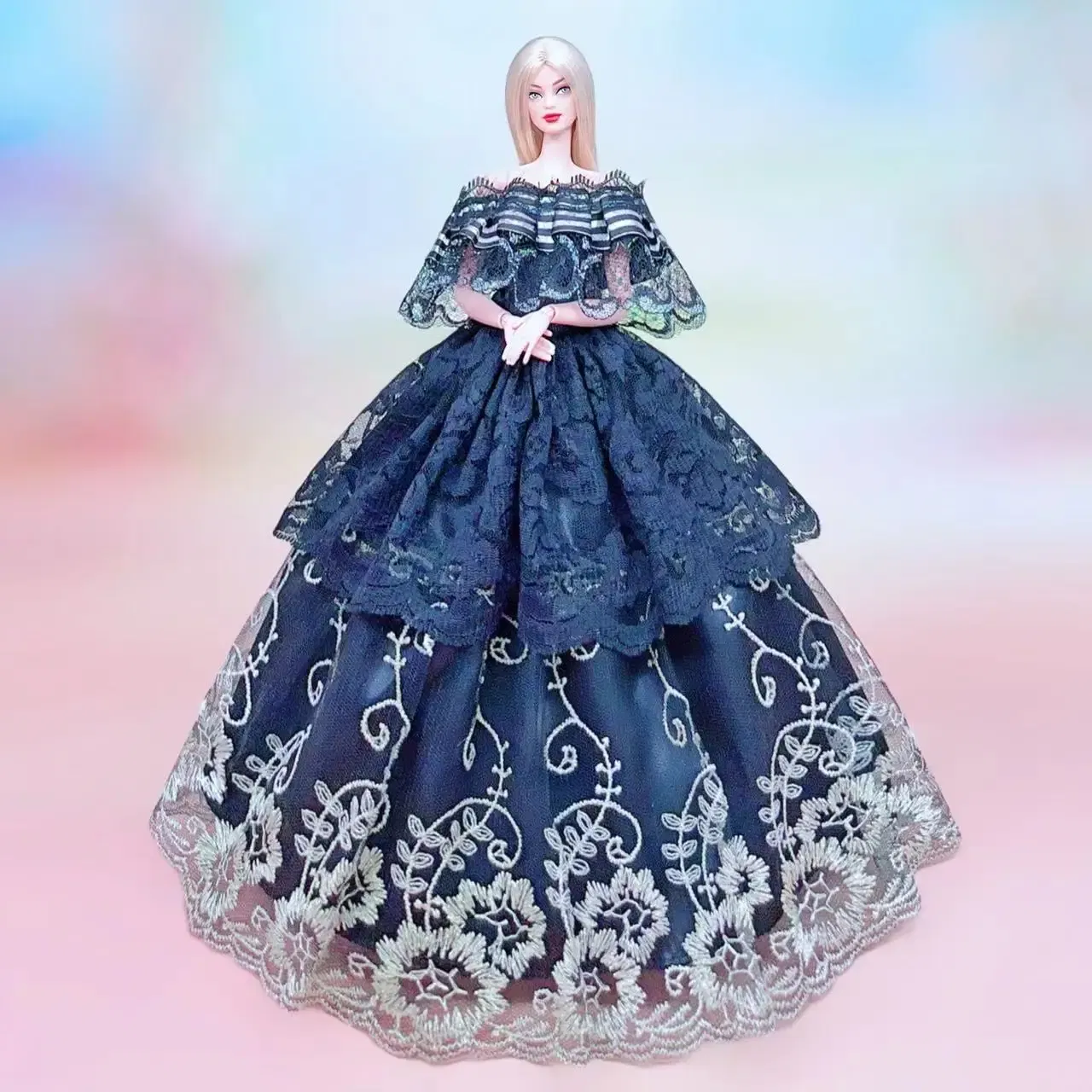 Color: goose yellow - for barbie evening dress barbie doll dresses clothes lot wedding dress set accessories vestidos wedding gown barbie doll clothes