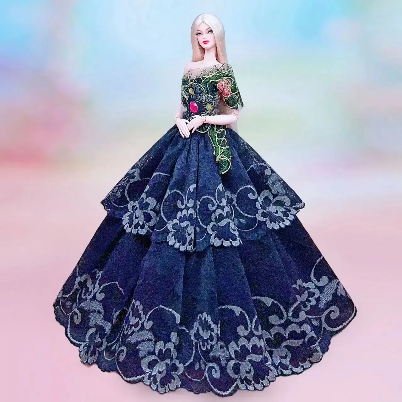 Color: goose yellow - for barbie evening dress barbie doll dresses clothes lot wedding dress set accessories vestidos wedding gown barbie doll clothes