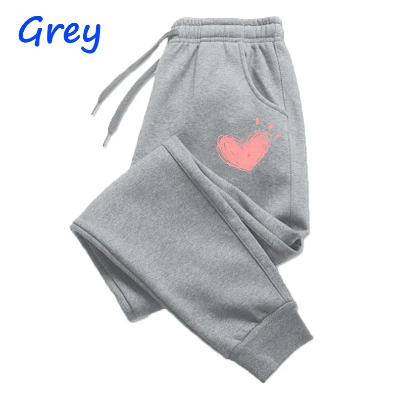 Color: SKY BLUE, Size: XXS - Women Cute Heart Printed Sweatpants Autumn Winter Cotton Long Pants Jogger Trousers Casual Sports Fitness Women Sweat Pants