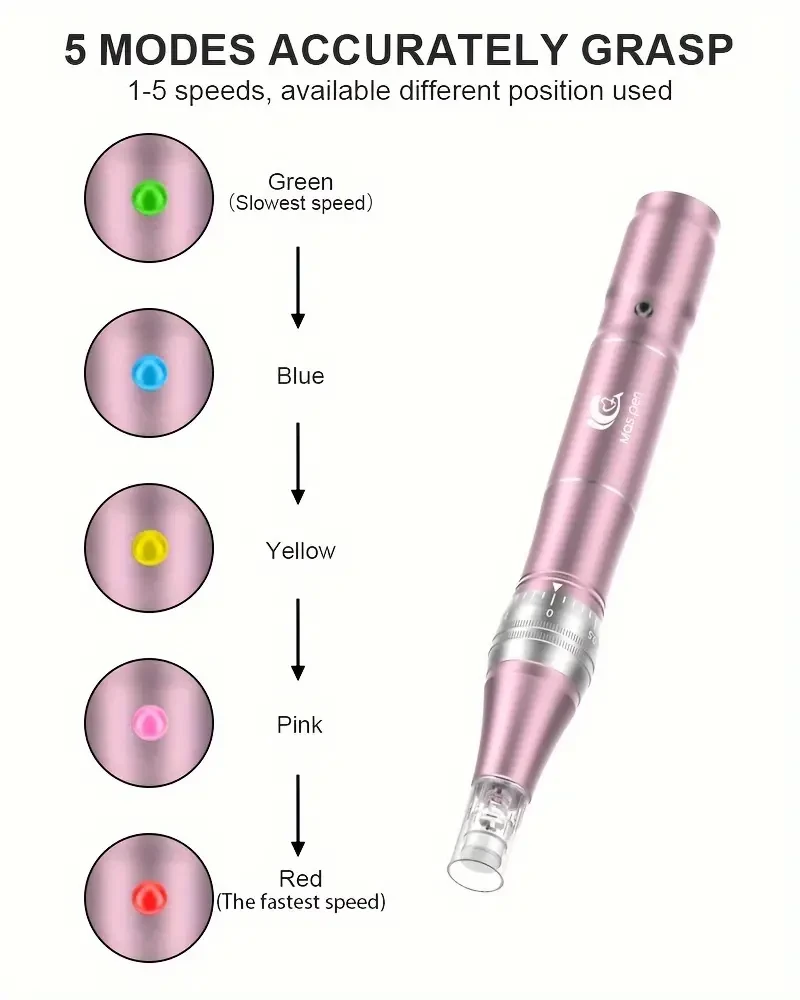 Wireless Charging Model Electric Micro Needle Pen Derma pen L1 with 10 R-Nano Massage Heads