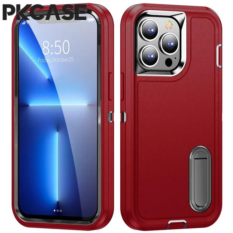 Color: black, Material: Neoprene - PKCASE Shockproof Case For iPhone 13 Mini 12 11 Pro Max 6 7 8 Plus Bracket Protective Cover For iPhone X XS XR SE 2020 2022