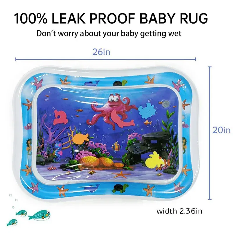 Color: Yellow - Baby Water Play Mat Inflatable Cushion PVC Infant Tummy Time Toddler Water Pad For Kids Early Education Developing Activity Toys