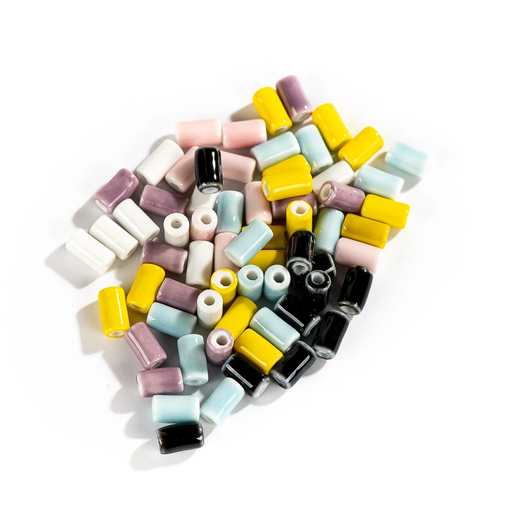 Color: GRAY - 10mm 20pcs Small Tube Pure Color Ceramic Beads Handmade Jewelry Making Supplies Bulk Wholesale Necklace Joias Diy #XN336-1
