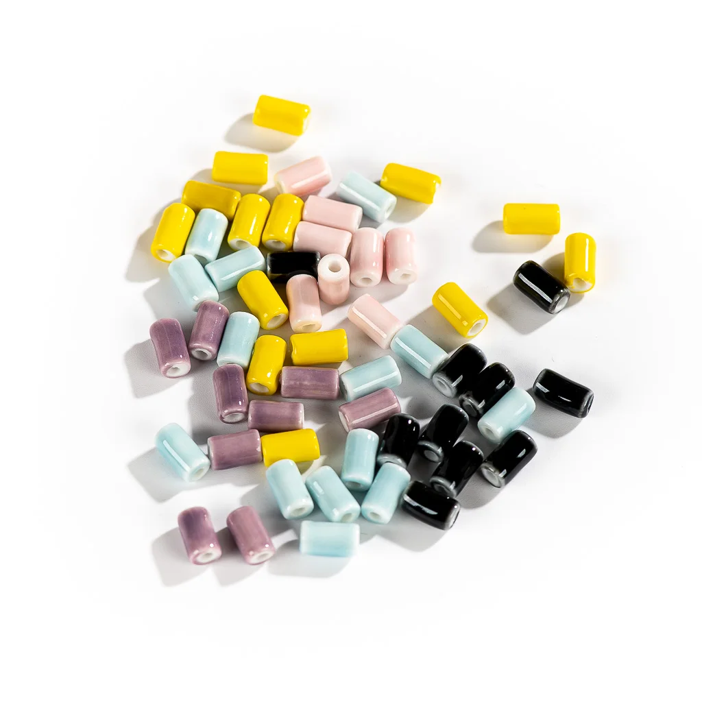 Color: GRAY - 10mm 20pcs Small Tube Pure Color Ceramic Beads Handmade Jewelry Making Supplies Bulk Wholesale Necklace Joias Diy #XN336-1