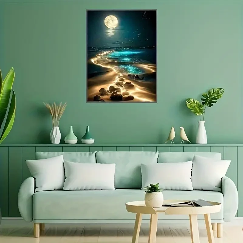 Moonlit Beach 5D Diamond Painting Kit for Adults