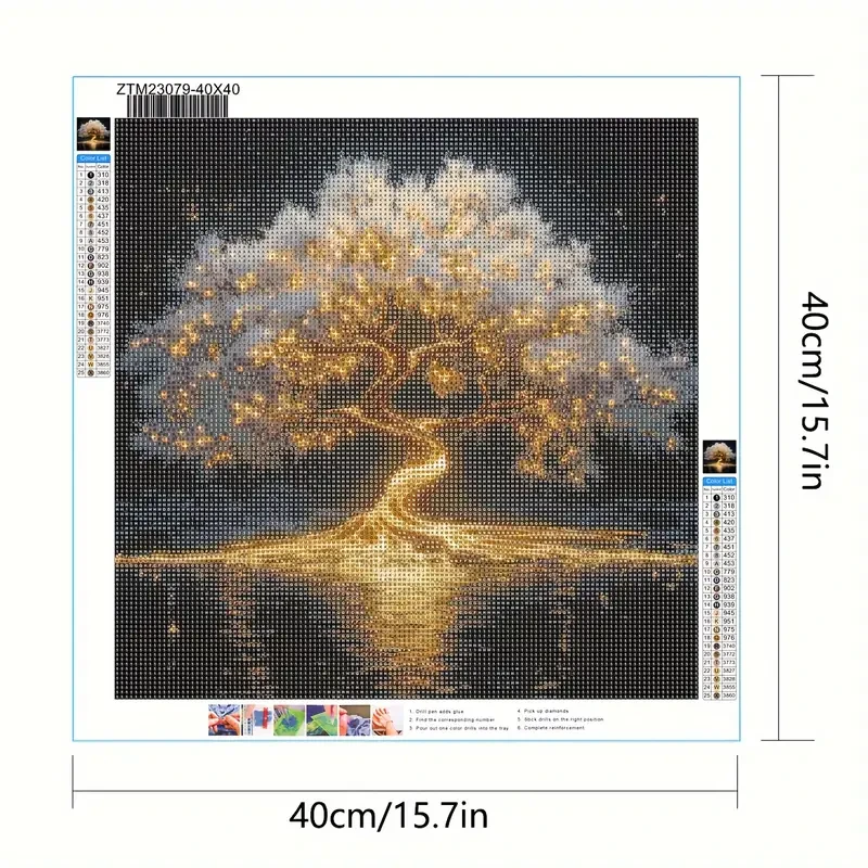 Illuminated Tree of Life, Round Rhinestone Mosaic Art