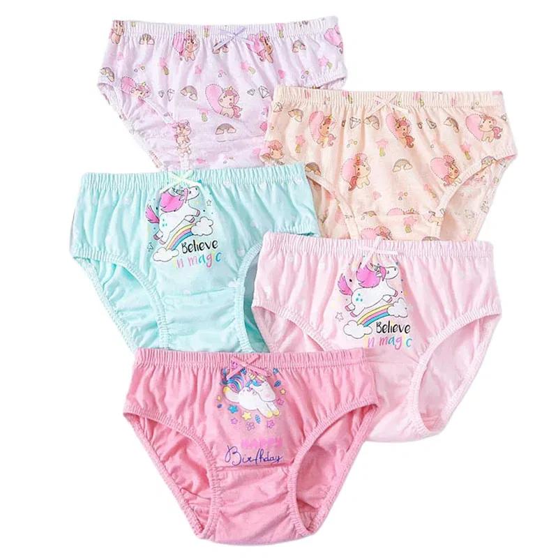 Color: Brown, Kid Size: 3T - 5 Pack Girls Cotton Briefs With Exquisite Box, Queen Elsa Kids Soft Girls Panties, Princess Cartoon Children's Underpants 2-14T