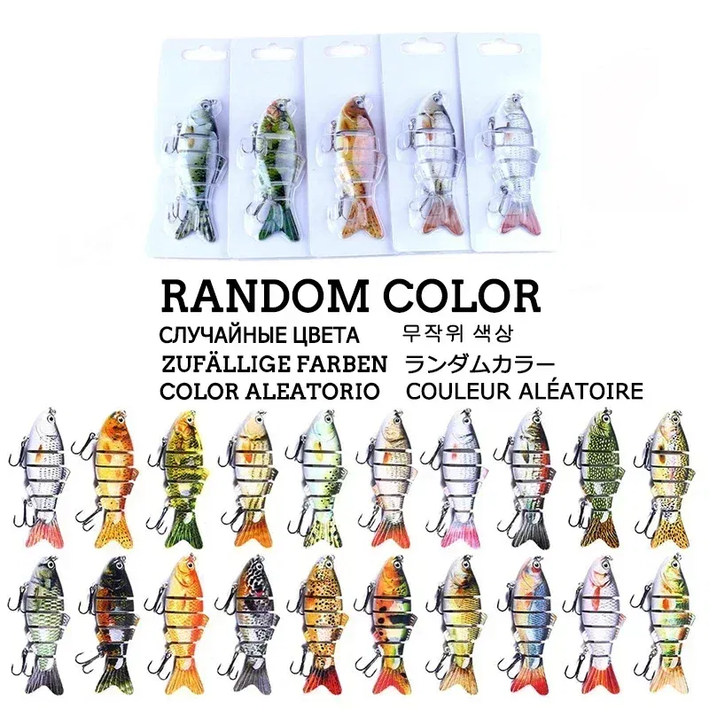Color: Yellow, Size: 120 MM - 6 Segment Multi Jointed Fishing Lure Sinking 10cm/17.5g Swimbait Artificial Wobblers Crankbait Hard Bait Pesca Tackle 5/3/1Pcs