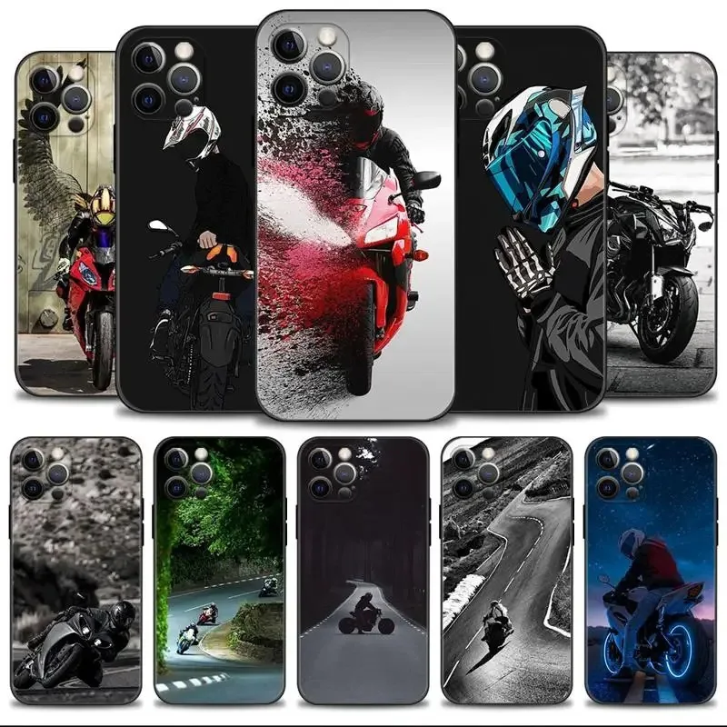 Color: Beige, Material: aluminum - Moto Cross Motorcycle Sports Phone Case For iPhone 16 15 14 13 12 11 Pro Max XS X XR Plus Mini Luxury Black Soft Cover Funda