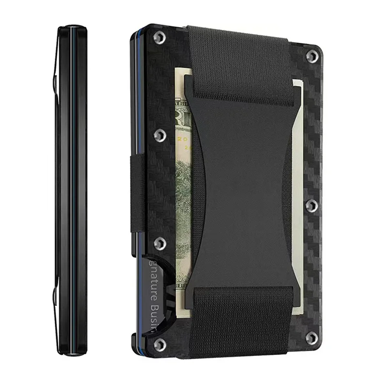 Color: Gold, Ships From: CHINA - Forged Carbon Fiber Mini Slim Wallet case organizer for Men Cartera Tarjetero Hombre Cashback Credit Card Holder Luxury gift