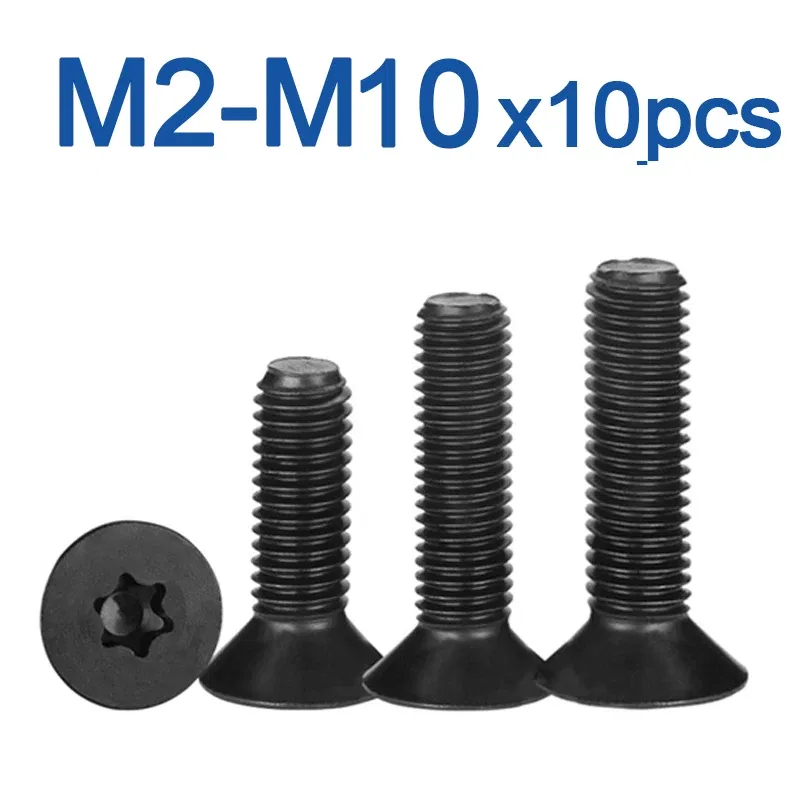 Size: M1.8, Length: 5mm - 10pcs/lot Flat Countersunk Screw Six Lobe Bolt Machine screw M2 M2.5 M3 M4 M5 M6 M8 M10 Black 304 Stainless Steel Torx Head