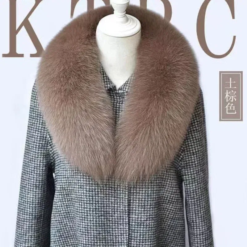 Color: Dark Brown, Size: XXS - Winter Real Fox Fur Collar Woman Furry Natural Raccoon Fur Scarf Shawls Luxury Neck Warmer Wraps For Coat Fur Scarves Large Size