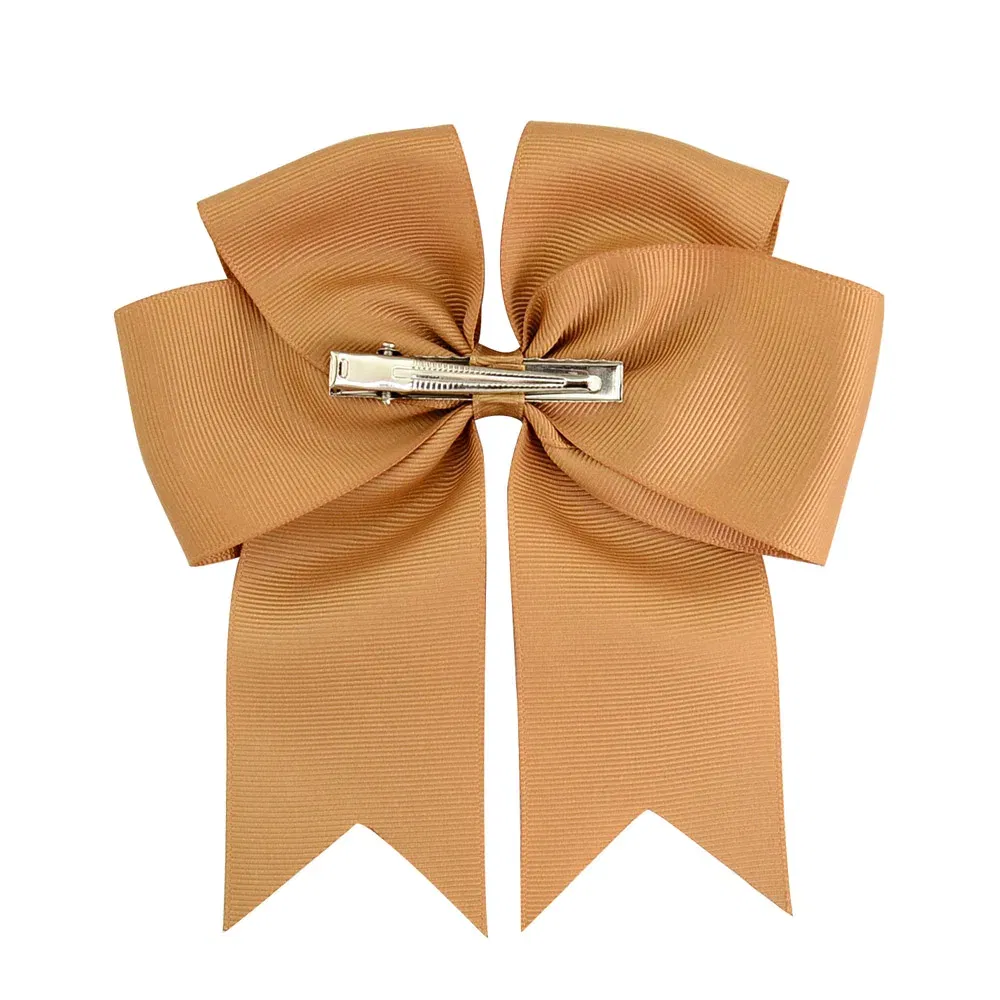 Color: Blue - 6 Inches Colorful Elegant Hair Bows With Clip Kids Girls Grosgrain Ribbon Hair Clip Hairgrips Headwear Baby Hair Accessories