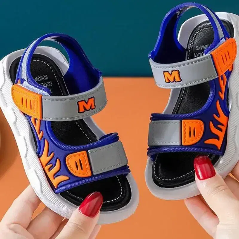 Color: black, Shoe Size: 1.5 - Baby Sandals Flame Pattern Boy Sandals Soft Sole Anti-slip Boys Girls Children Shoes