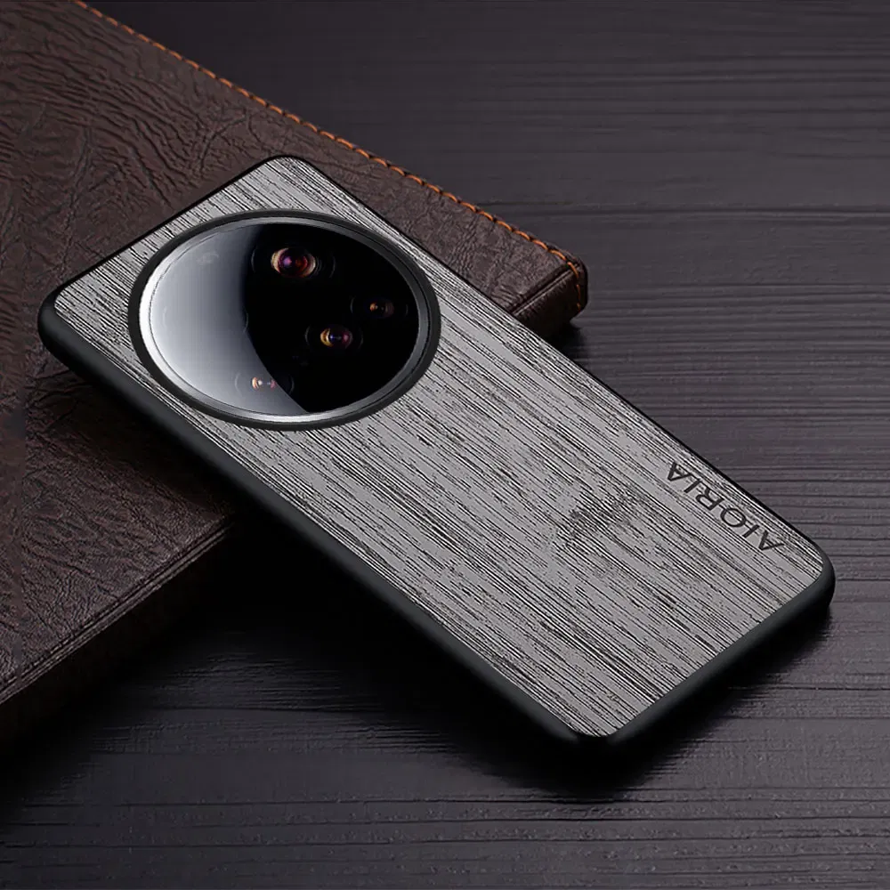 Color: GRAY, Compatibility by Model: xiaomi 15 ultra - Case For Xiaomi 15 Ultra Funda Bamboo Wood Pattern Leather Cover Luxury Capa For xiaomi 15 Ultra case Coque