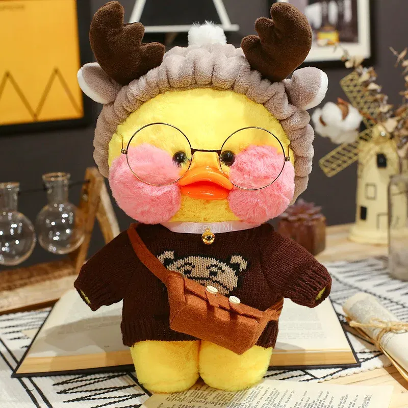 Color: Fluorescent Green, Height: 11cm-30cm - 30cm Kawaii Lalafanfan Duck Plush Toy Cartoon Lalafanfan Duck Doll Soft Stuffed Animal Plushie Birthday Gifts For Girl Children