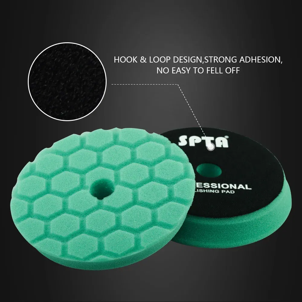 Color: WHITE, Material: Wave Sponge, Ships From: CN - (Bulk Sales) SPTA 3"(80mm)/5"(125mm)/6"(150mm) Hex-Logic Car Sponge Polishing Buffing Pads For DA/RO/GA Auto Buffer Polisher