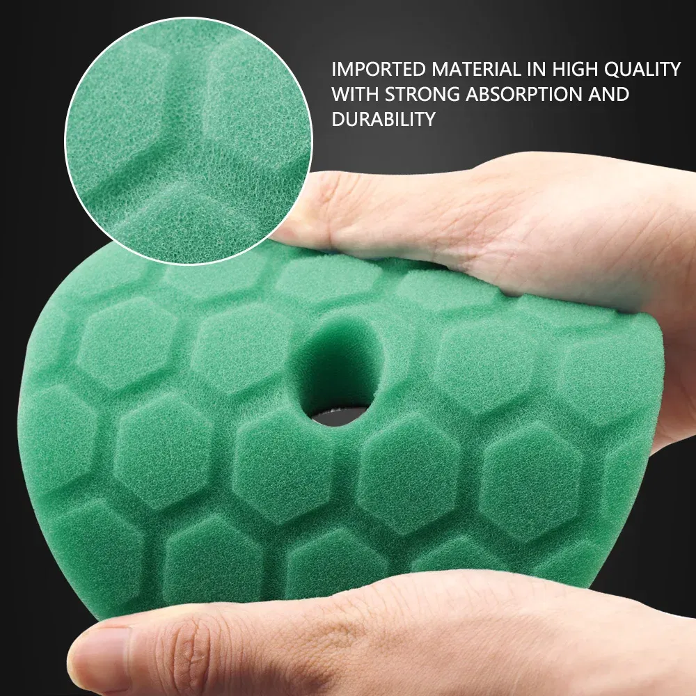 Color: WHITE, Material: Wave Sponge, Ships From: CN - (Bulk Sales) SPTA 3"(80mm)/5"(125mm)/6"(150mm) Hex-Logic Car Sponge Polishing Buffing Pads For DA/RO/GA Auto Buffer Polisher
