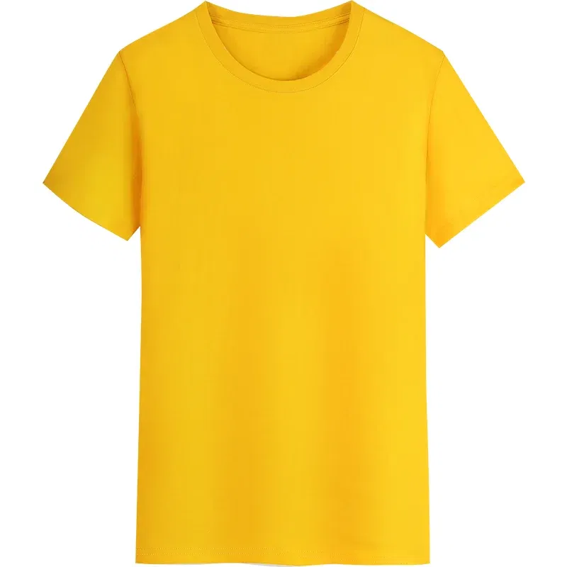 Color: Yellow, Size: XL, Ships From: CHINA - YOTEE Round Neck T-shirt Cotton Logo Customized Embroidery Personal Group Fashion T-shirt Logo Customization