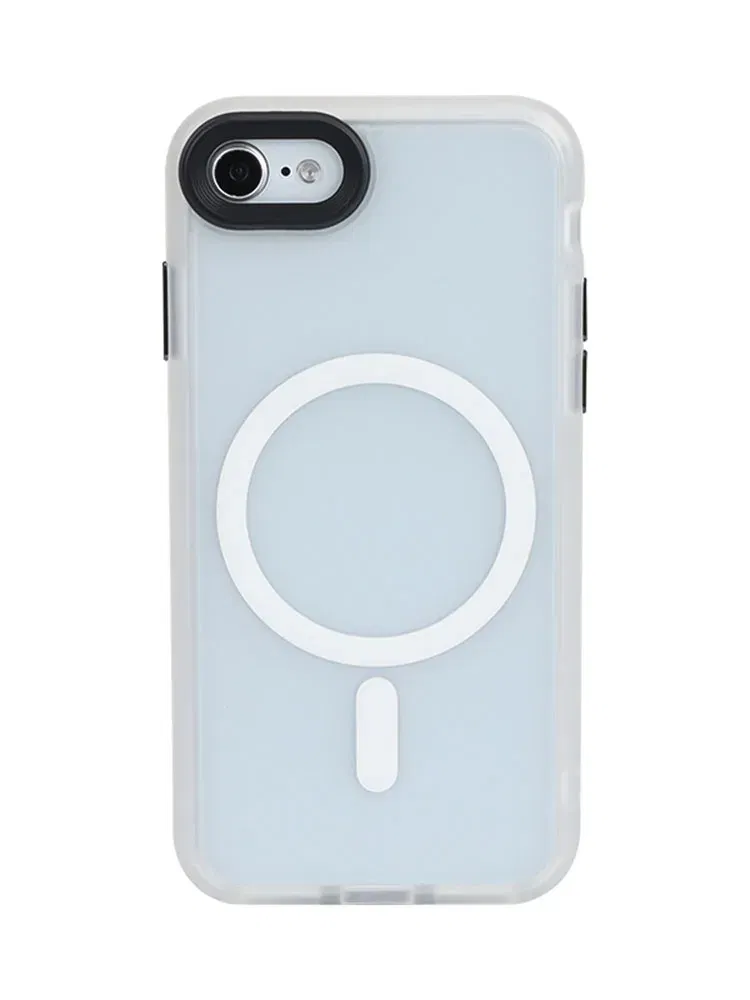 Color: WHITE, Material: aluminum - Magnetic Luxury Matte Translucent Armor Shockproof Case For iPhone 7 8 SE2 SE3 7Plus 8Plus For Magsafe Wireless Charge Cover
