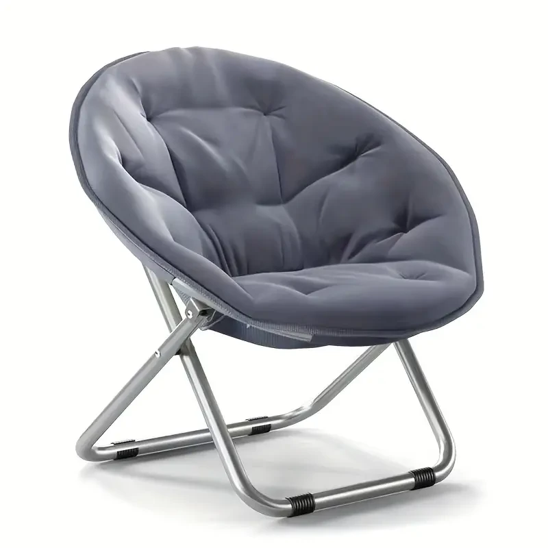 Ergonomic Outdoor Lounge Chair - Foldable, Solid Back with Footrest, Cotton & Sponge Padding, Steel Frame