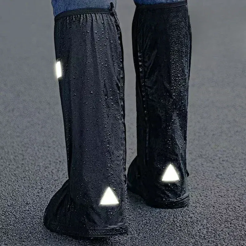 Color: black, Size: XXL - Recycling rain boot cover anti-slip boot cover Unisex bicycle shoes rain and snow day protective cover