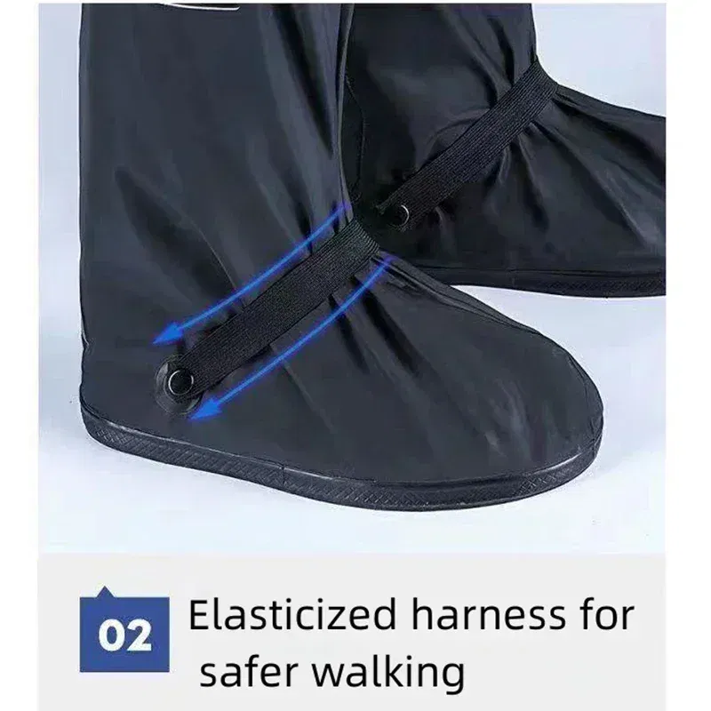 Color: black, Size: XXL - Recycling rain boot cover anti-slip boot cover Unisex bicycle shoes rain and snow day protective cover