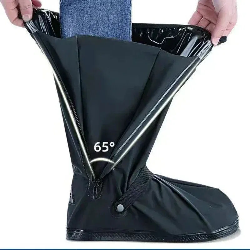 Color: black, Size: XXL - Recycling rain boot cover anti-slip boot cover Unisex bicycle shoes rain and snow day protective cover