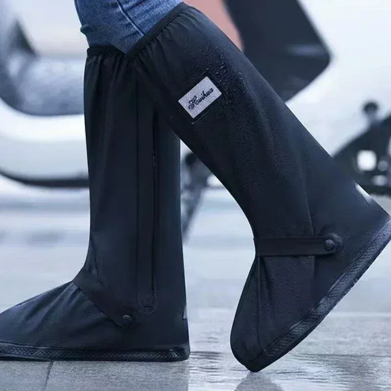 Color: black, Size: XXL - Recycling rain boot cover anti-slip boot cover Unisex bicycle shoes rain and snow day protective cover
