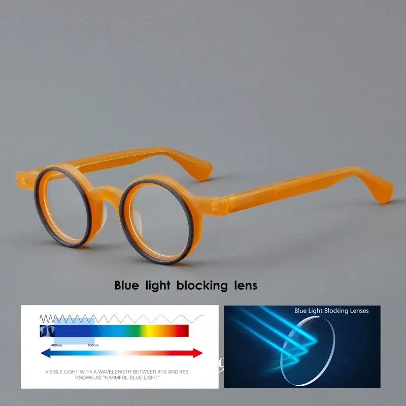 Frame Color: GRAY, Eye Prescription: +125 - VCKA Round Acetate Photochromic Reading Glasses Frame Men Prescription Anti-blue Eyeglasses Women Custom Eyewear +0.50 to+6.0
