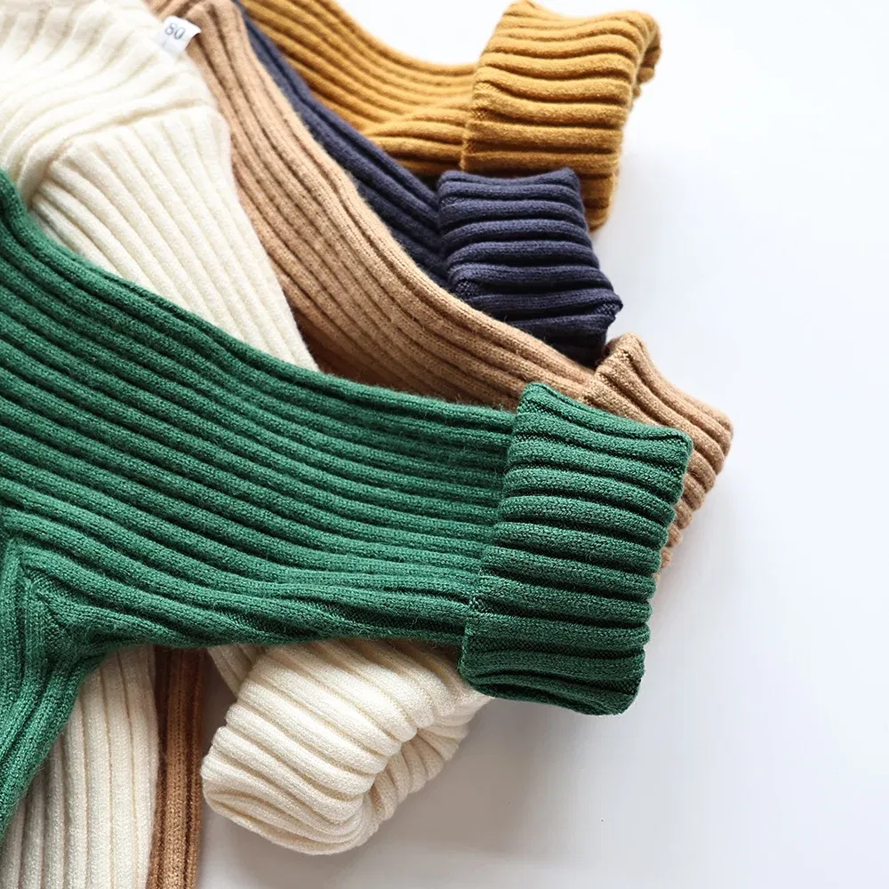Color: Beige, Kid Size: 5 - MILANCEL Autumn Soft Tight Unisex Kids Knitwear Sweaters Solid Multi Color Girls Sweater Brief Boys Pullover Turtleneck Outwear