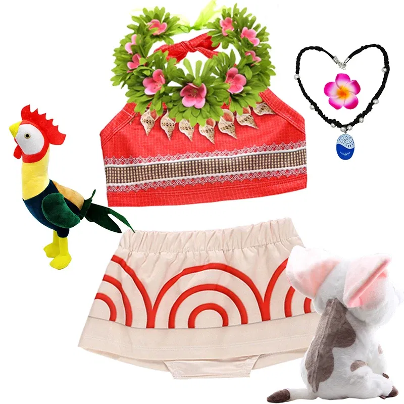 Color: Khaki, Kid Size: 11 - Little Girls Dress up Moana Baby Kids Two Pieces Set Top +Pants Infant Vaiana Role Play Festival Princess Costume Casual Clothes