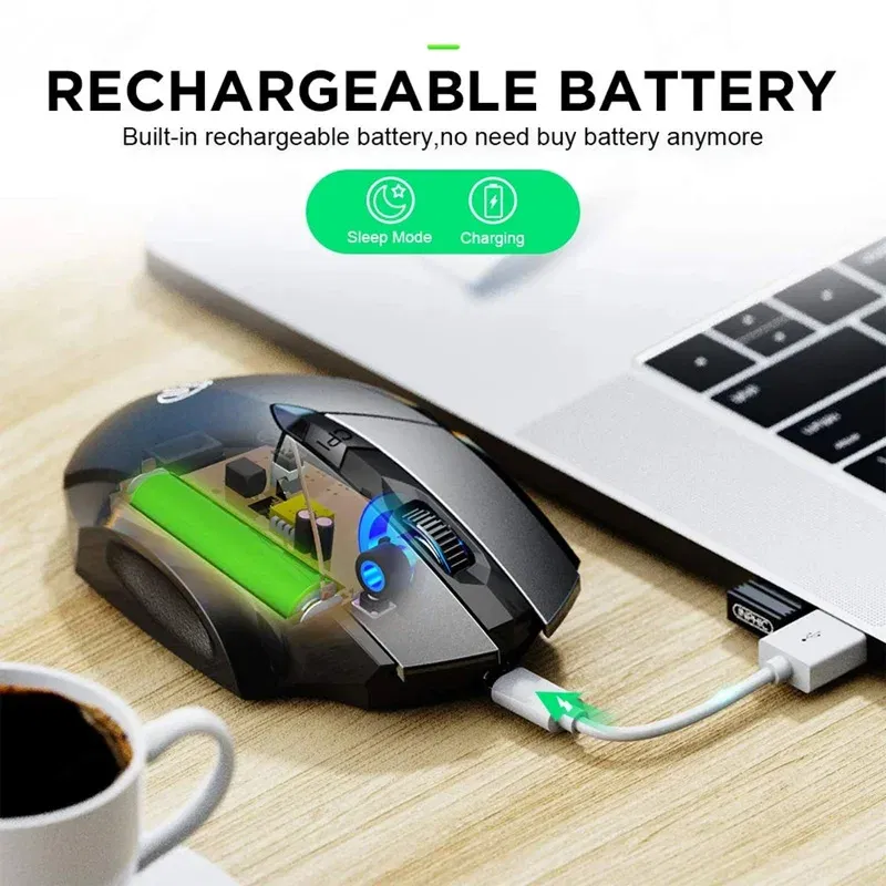 Color: green - Bluetooth Compatible Mouse Rechargeable 2.4G INPHIC PM6 Wireless Mouse Office Mute Support PC Laptop Tablet Smartphone Universal