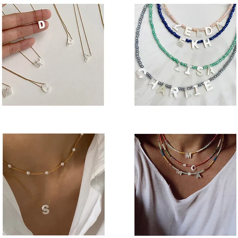Color: PURPLE - Trend DIY Handmade Vertical Capital Letter Pendant Beads Jewelry Making Accessories Necklace Bracelet Letras Materiales