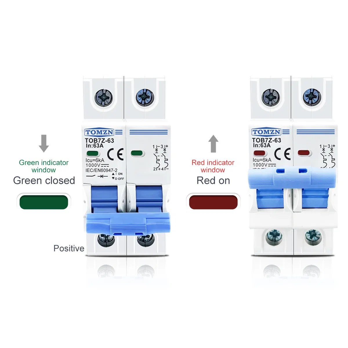 Rated Current: 16a - 2P DC 1000V Solar Mini Circuit Breaker 3A 6A 10A 16A 20A 25A 32A 40A 50A 63A DC MCB for PV System