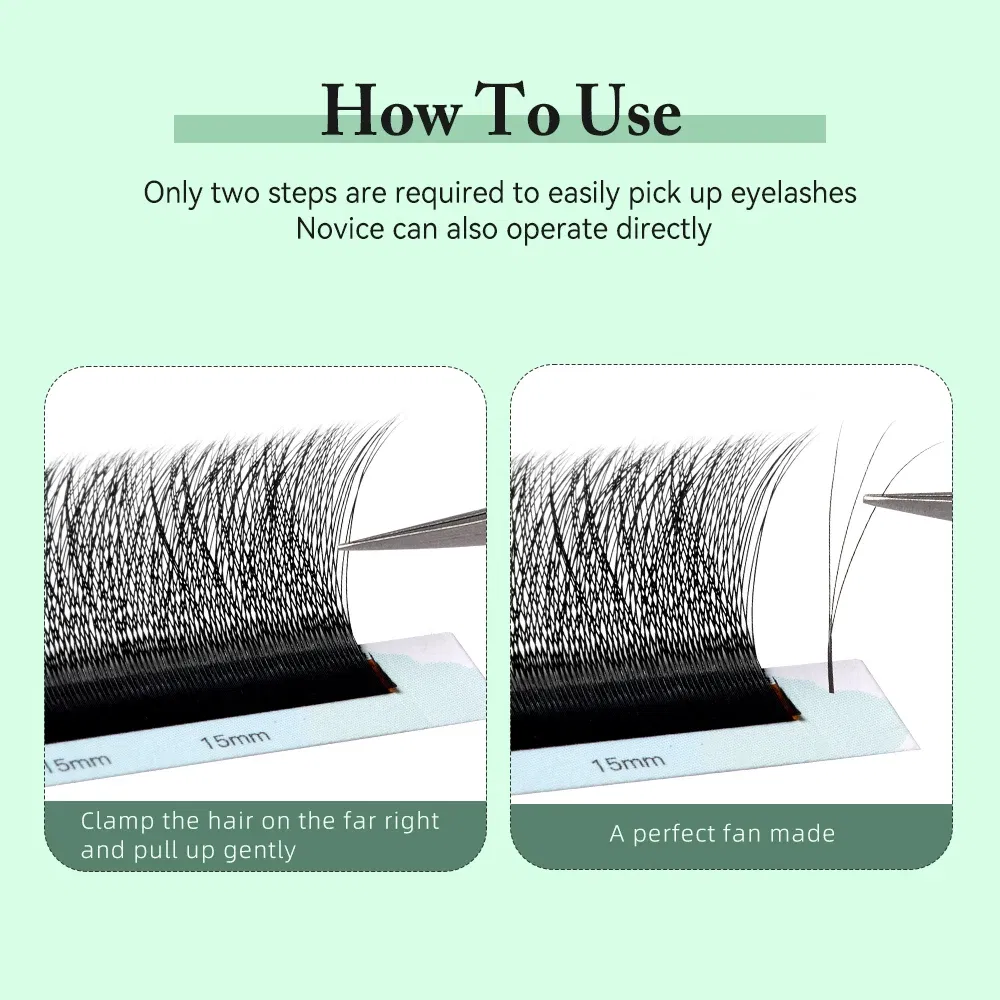 Curl: D, Thickness: 0.10mm, Length: 11mm - Yelix Smaller Opening 3D Lashes Narrow 3D W Shape Eyelash Extension Premade Volume Fan Lashes Natural Soft Eyelash