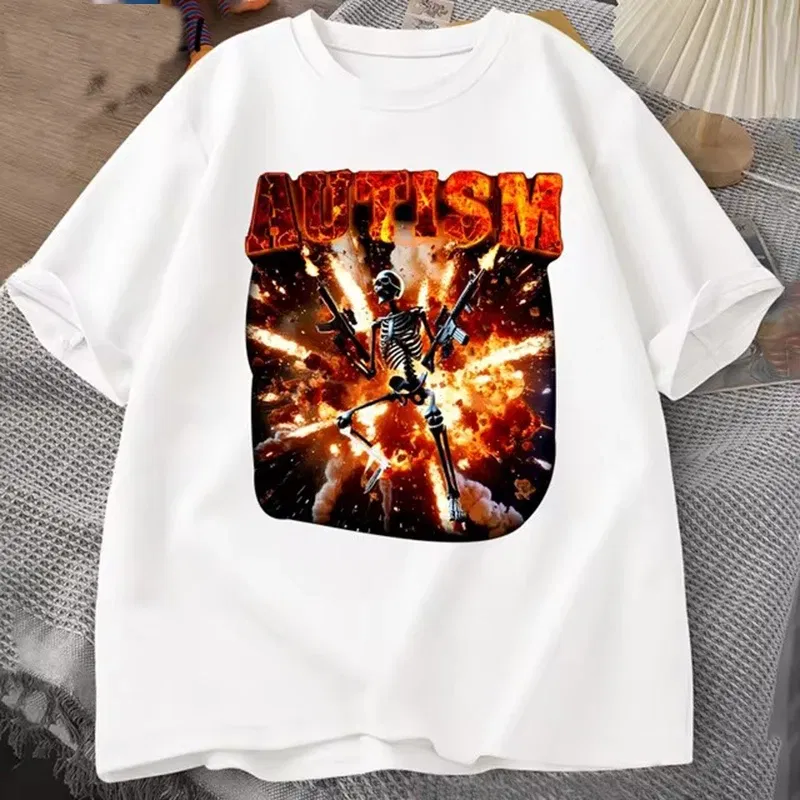 Color: Lavender, Size: XS?€old?‰ - Autistic Funny Skeleton T Shirt Women Men Autism Edgy Skeleton Meme T-shirt Casual Short Sleeve Tshirt Round Neck Clothes