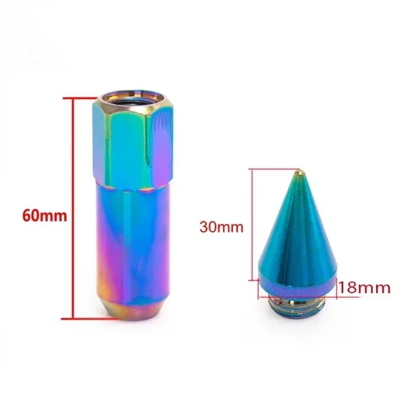 Color Name: Gold, Specifications: M12x1.25 - 20pcs 8 Colors Car Accessories Wheel Nuts M12x1.5 M12x1.25 Aluminum 60mm Extended Tuner Spike Lug Nuts For Cadillac Lincoln