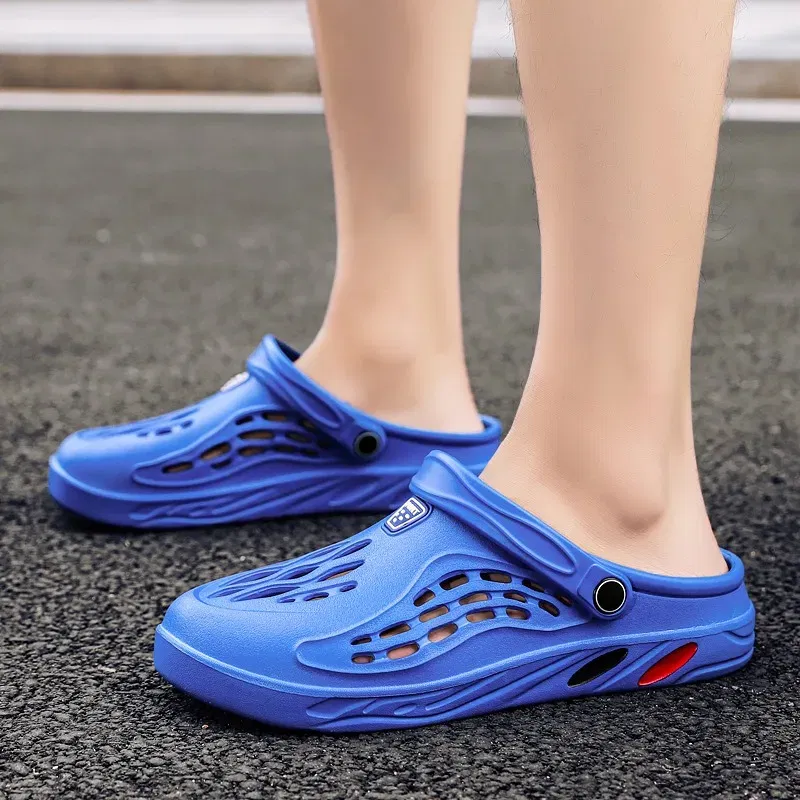Color: Blue, Shoe Size: 42 - Plus Size 47 48 49 Men Summer Clogs Sandals EVA Slippers Men and Women Garden Shoes Beach Sandals Couple's Outdoor House Slides