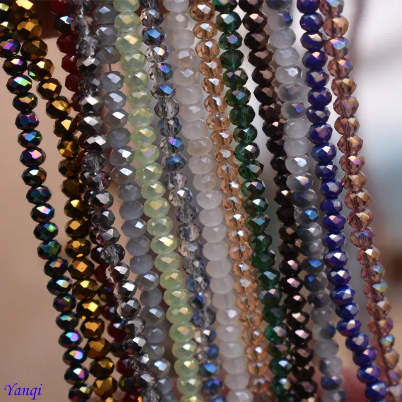 Color: GRAY - Shining Red Purple White color 2*2mm 160pcs Rondelle Austria faceted Crystal Glass Beads Loose Spacer Beads for Jewelry Making
