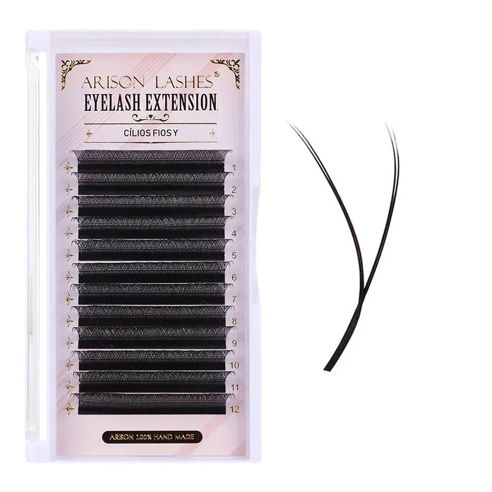 Color: Brushed Chrome, Curl: C, Thickness: 0.07mm, Length: 15mm - ARISON YY Lashes and 3D/4D/5D W Shape Lashes Brasileiro Premade Volume Eyelashes Extension Soft Thin Easily Grafting Extension