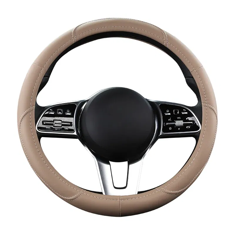 Color Name: Red - Car Anti-Slip Leather Steering wheel Cover Universal car Steering Wheel Protective Cover Fashion Style 38cm Pink