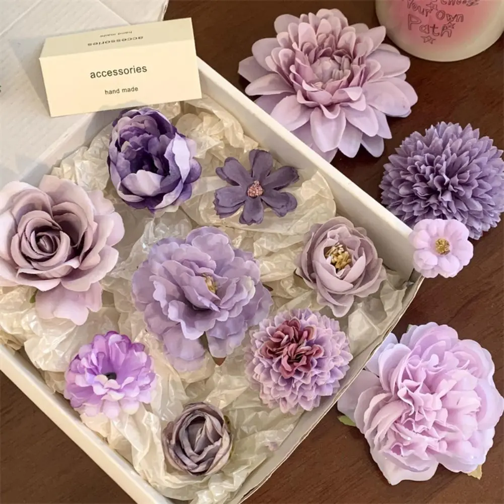 Color: GRAY - Purple Flower Hair Clip Cute Sweet Hairpin Seaside Vacation Beach Photography Headwear Hair Accessories